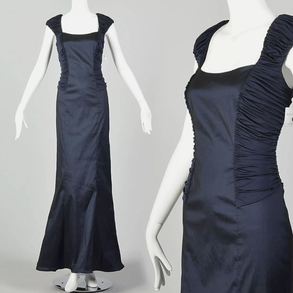 Tadashi Collection Blue Formal Dress Short Sleeve Mermaid Evening Gown Size 4